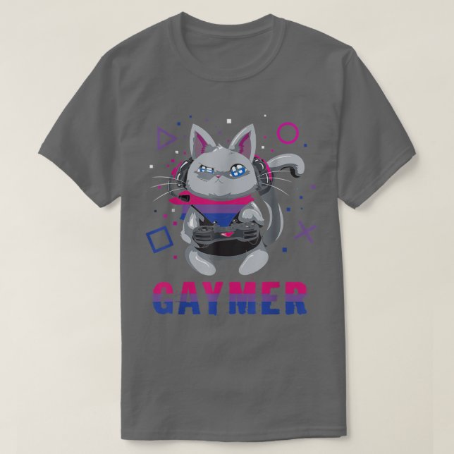 Biseual Gaymer Geek Pride Lesbian Trans Cat Video T-Shirt (Design vorne)