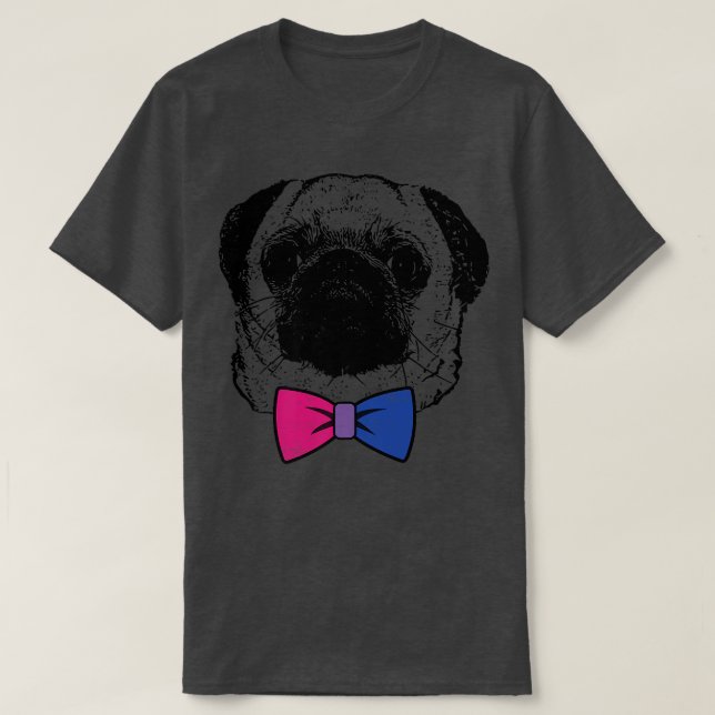 Biseual Pride Mops Dog LGBT Bow T-Shirt (Design vorne)
