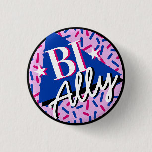 Bisexual Ally Pink Blue Sprinkles 90er Memphis Button