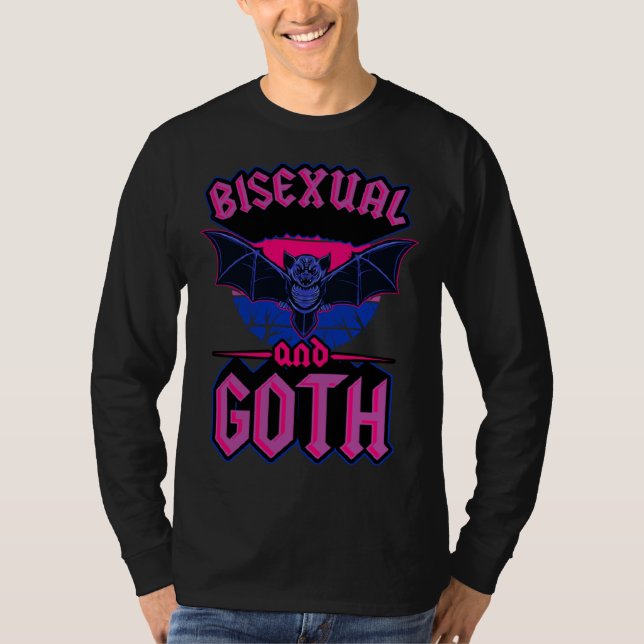 Bisexual And Goth Gothic Emo Bat Pride LGBTQ Hallo T-Shirt (Vorderseite)