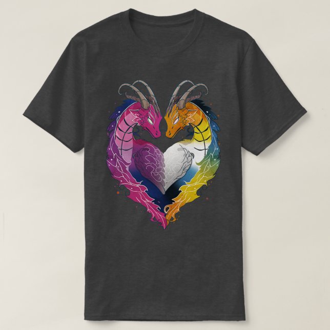 Bisexual Aroace Dragons LGBT Pride Flag T-Shirt (Design vorne)