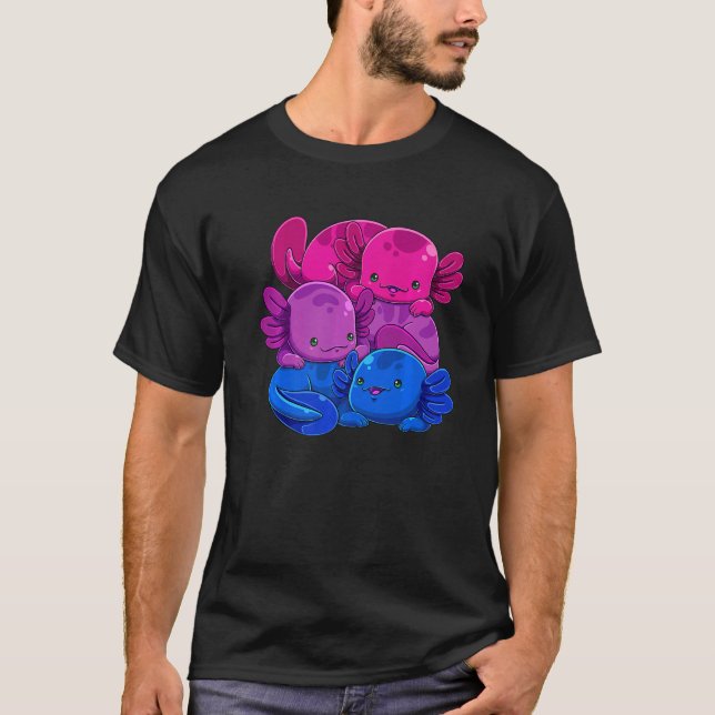 Bisexual Axolotl Pile Bi Pride Flag Lgbtq Gay Prid T-Shirt (Vorderseite)