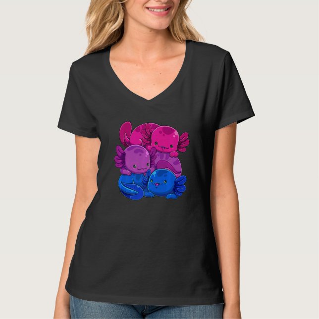 Bisexual Axolotl Pile Bi Pride Flag Lgbtq Gay Prid T-Shirt (Vorderseite)