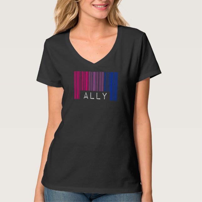 Bisexual Barcode Pride Ally Quee ästhetische Lgbtq T-Shirt (Vorderseite)