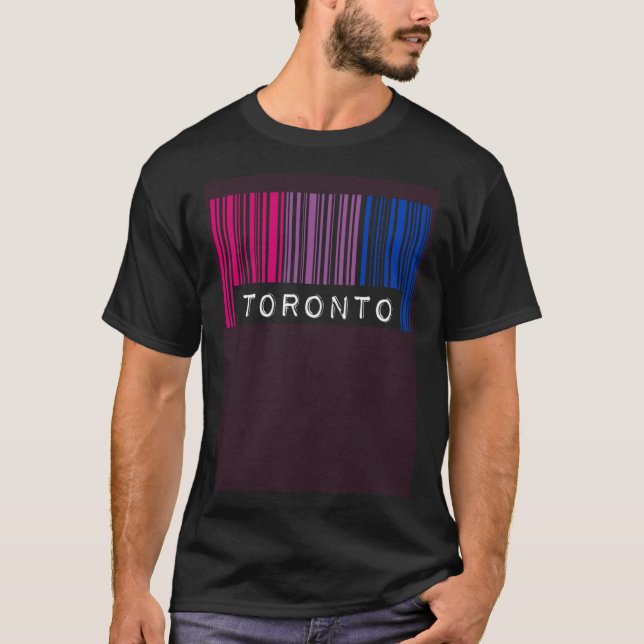 Bisexual Barcode Pride Toronto Canada Queer Aesthe T-Shirt (Vorderseite)