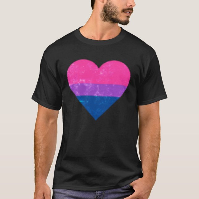 Bisexual-Bi-Herz-Minimalismus T-Shirt (Vorderseite)