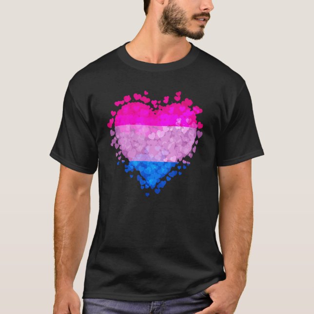 Bisexual Bi Pride Flag Hearts Valentines Day T-Shirt (Vorderseite)