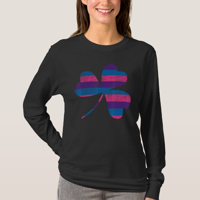 Bisexual Bi Pride Flag Kleeblatt St Patricks Day T-Shirt (Vorderseite)