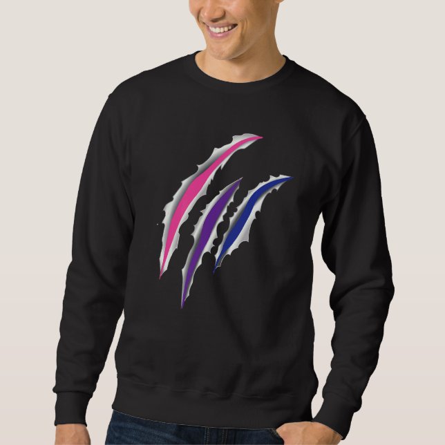 Bisexual Bi Pride Flag Scratch Scar Sweatshirt (Vorderseite)