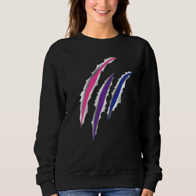 Bisexual Bi Pride Flag Scratch Scar Sweatshirt (Vorderseite)