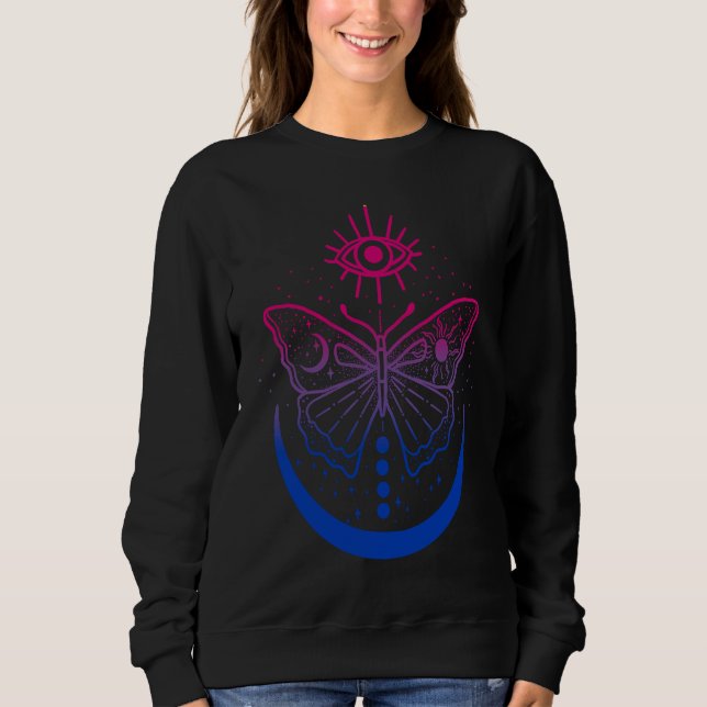 Bisexual Bi Pride Moon and Butterfly LGBTQ LGBT Ga Sweatshirt (Vorderseite)