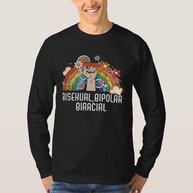 Bisexual Bipolar Biracial Rainbow Pride Bisexualit T-Shirt (Vorderseite)