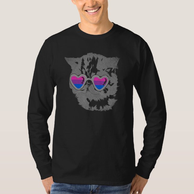 Bisexual Cat Cool Sunglasses Bi Pride Lgbt Bisexu T-Shirt (Vorderseite)
