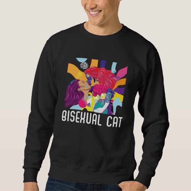 Bisexual Cat Owner Rainbow Pride Bisexuality LGBTQ Sweatshirt (Vorderseite)