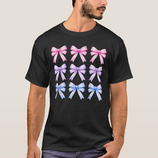 Bisexual Coquette Bows Subtle Bi Pride Ästhetik T-Shirt (Vorderseite)