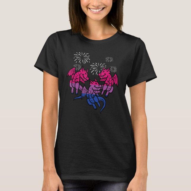 Bisexual Dragons Bi Flag Pride Month Lgbtq Men Wom T-Shirt (Vorderseite)