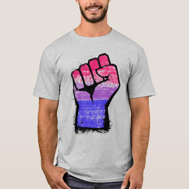 Bisexual Fist Pride T - Shirt (Vorderseite)
