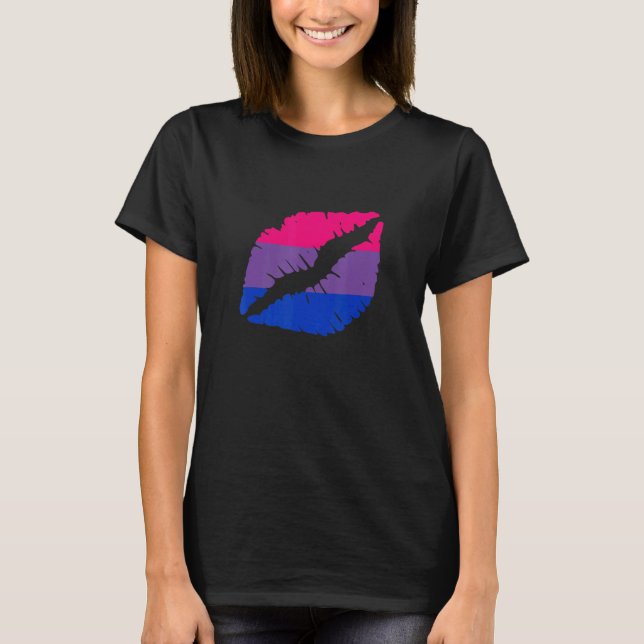 Bisexual Flag Lips LGBTQ Bisexual Pride Bi Pride B T-Shirt (Vorderseite)