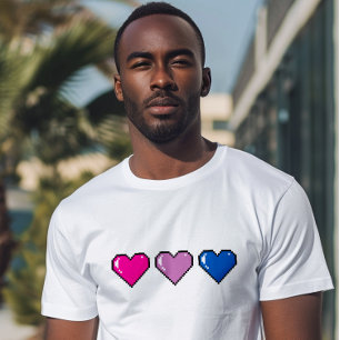 Bisexual Flag Pixel Herz T-Shirt