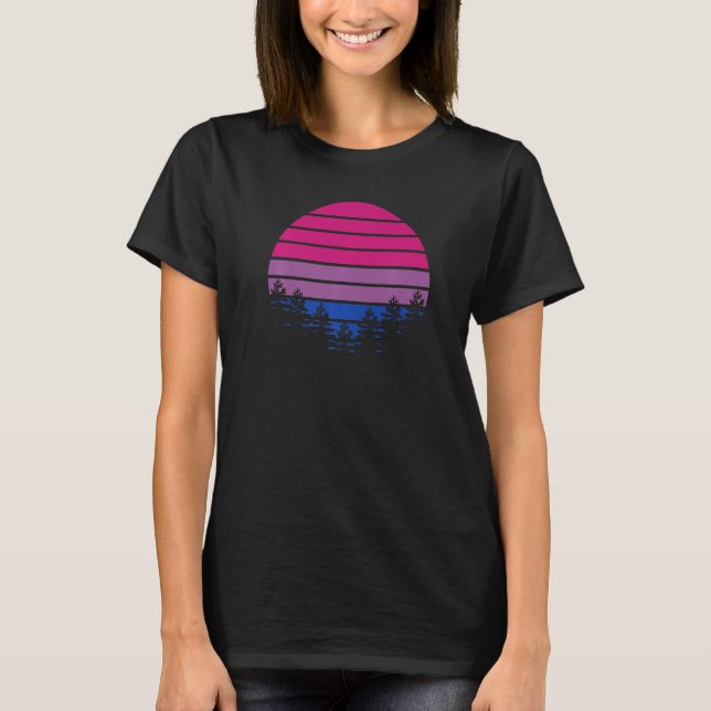 Bisexual Flag Retro Sunset Lgbt Bi Pride Support T-Shirt (Vorderseite)