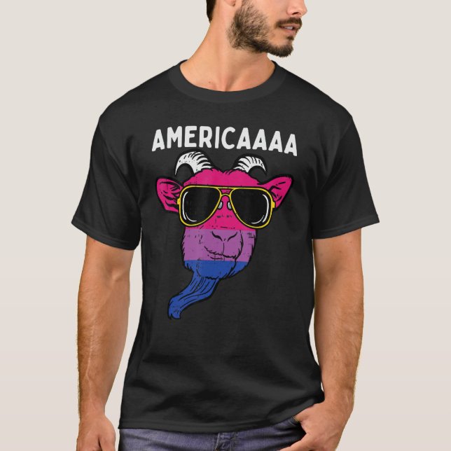 Bisexual Goat America Fun Bi Pride Flag Lgbtq Men  T-Shirt (Vorderseite)