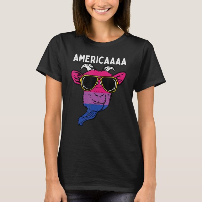 Bisexual Goat America Fun Bi Pride Flag Lgbtq Men  T-Shirt (Vorderseite)