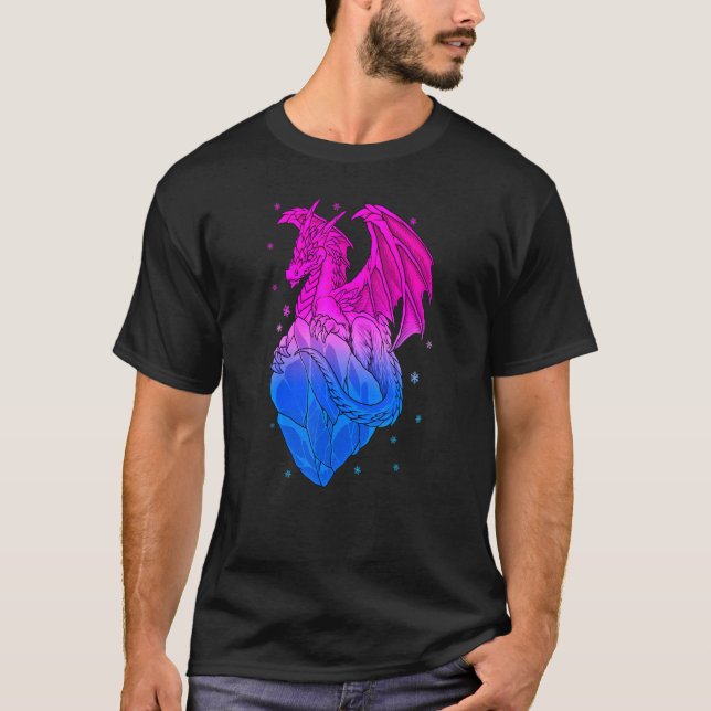 Bisexual Ice Dragon Bi Prilag Farben Winter Sn T-Shirt (Vorderseite)