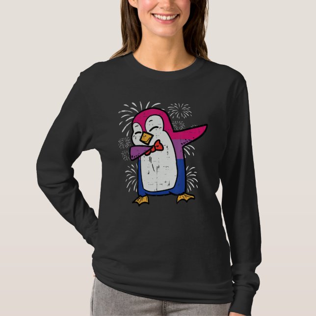 Bisexual Penguin Dab Bi Flag Pride Month Lgbt Men  T-Shirt (Vorderseite)