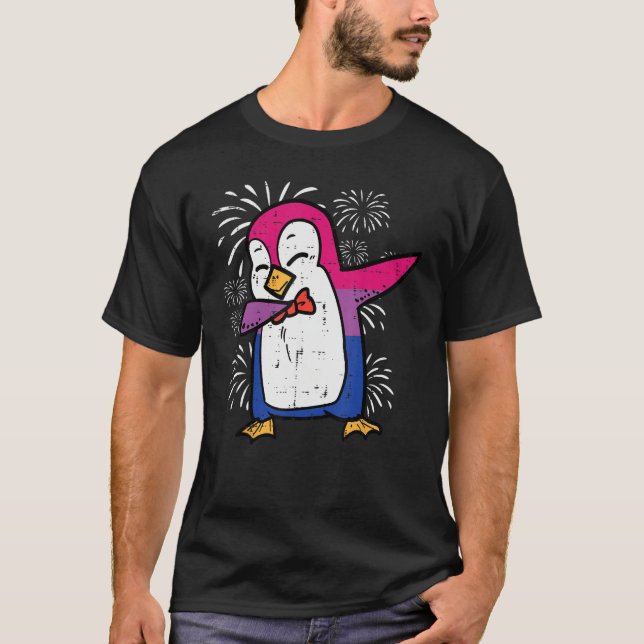 Bisexual Penguin Dab Bi Flag Pride Month Lgbt Men  T-Shirt (Vorderseite)