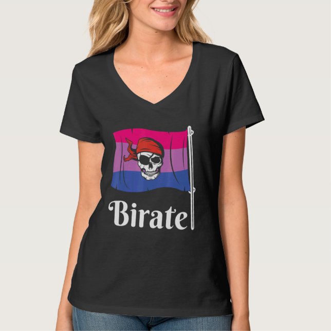 Bisexual Pirate Birate Lgbtq  Lgbt Gay Pride Tee (Vorderseite)