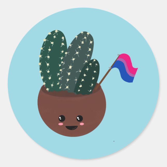 Bisexual Pride Cactus Runder Aufkleber (Vorderseite)
