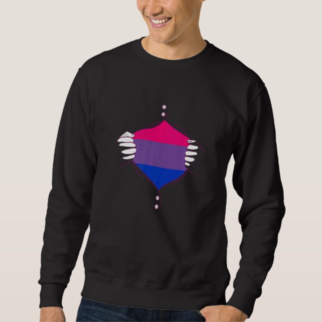 Bisexual Pride Chest Bisexual Flag LGBTQ Bi Pride  Sweatshirt (Vorderseite)