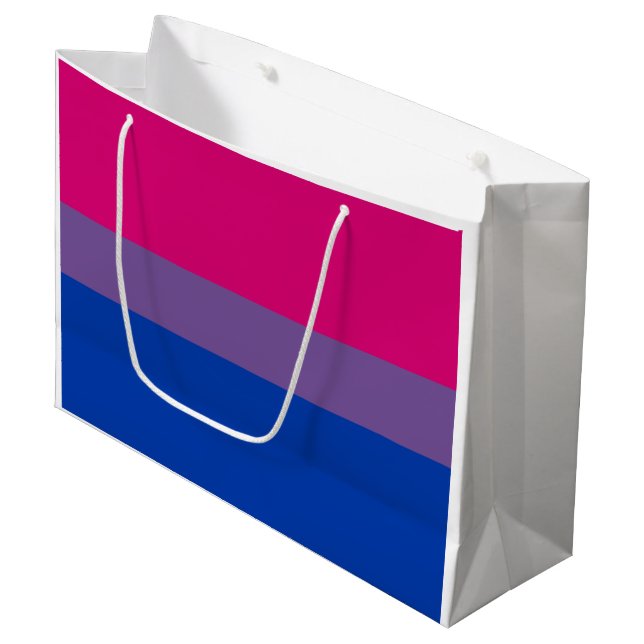 Bisexual Pride Flag Große Geschenktüte (Vorderseite Schrägansicht)