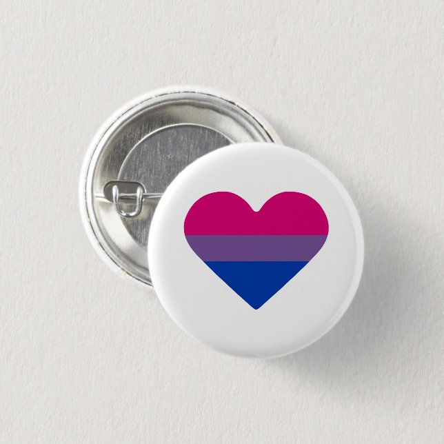Bisexual Pride Flag Herz Button (Vorne & Hinten)