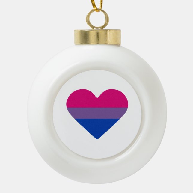 Bisexual Pride Flag Herz Keramik Kugel-Ornament (Vorderseite)