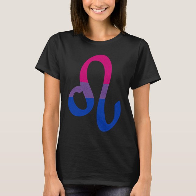 Bisexual Pride Flag Leo Zodiac Sign T-Shirt (Vorderseite)
