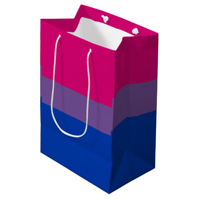 Bisexual Pride Flag Mittlere Geschenktüte (Vorderseite Schrägansicht)