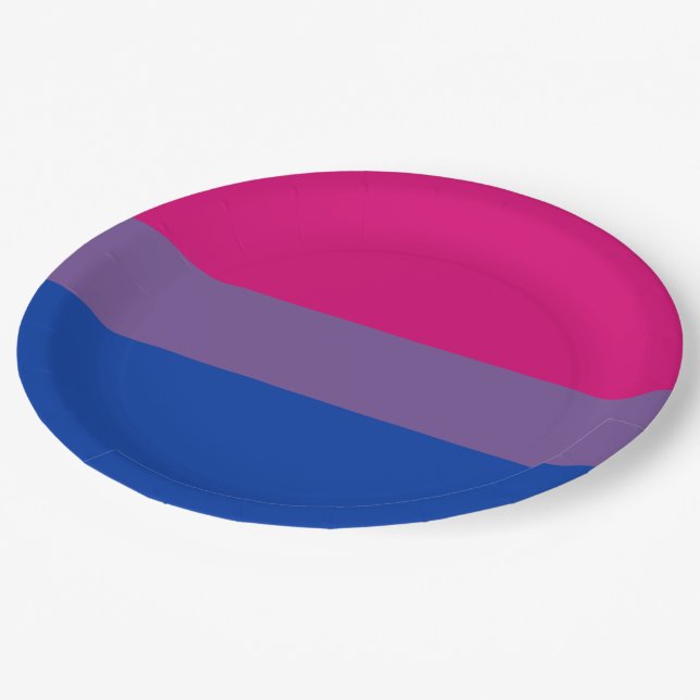 Bisexual Pride Flag Pappteller (Schrägansicht)
