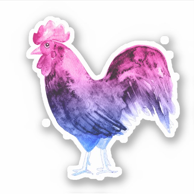 Bisexual Pride Rooster Aufkleber (Vorderseite)