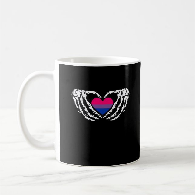 Bisexual Pride Skeleton Halloween Bi Goth Heart Cl Kaffeetasse (Links)