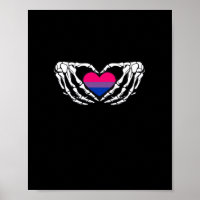 Bisexual Pride Skeleton Halloween Bi Goth Heart Cl