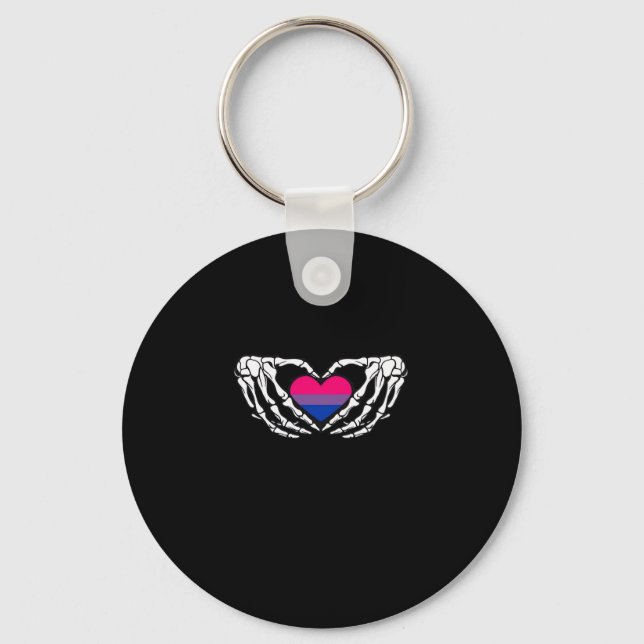 Bisexual Pride Skeleton Halloween Bi Goth Heart Cl Schlüsselanhänger (Vorderseite)