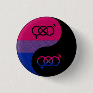 Bisexual Pride Yin und Yang-Symbol im Stolperflagg Button