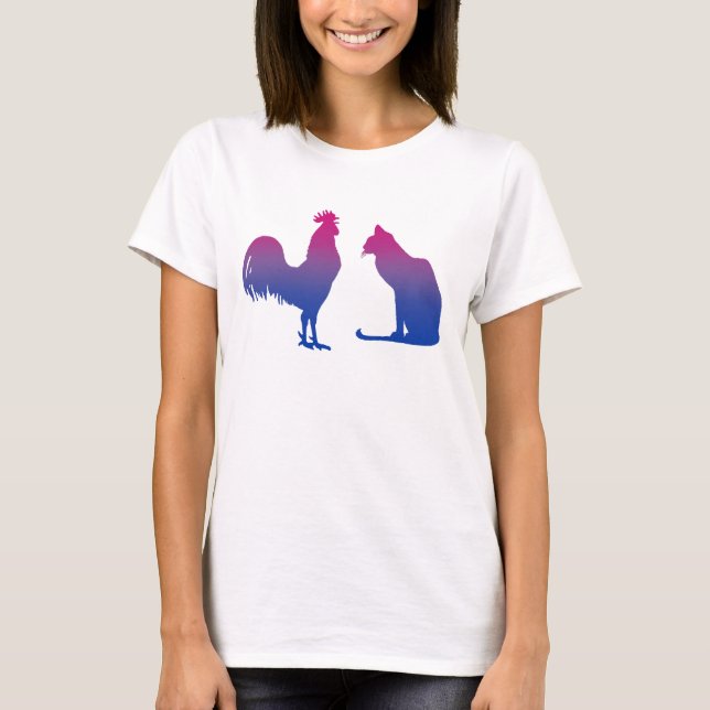 Bisexual Rooster und Kitty T-Shirt (Vorderseite)