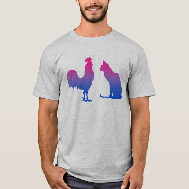 Bisexual Rooster und Kitty T-Shirt (Vorderseite)