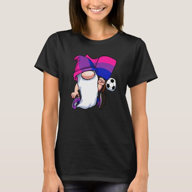 Bisexual Soccer Player Lgbt Q Niedlich Gnome Bi Pr T-Shirt (Vorderseite)