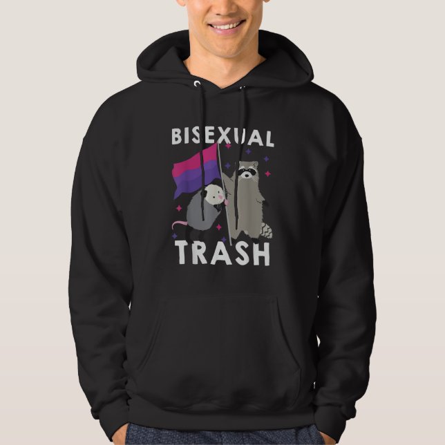 Bisexual Trash Gay Pride Rainbow LGBT Raccoon Hoodie (Vorderseite)