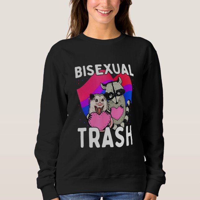 Bisexual Trash  Gay Pride Rainbow LGBT Raccoon Pos Sweatshirt (Vorderseite)