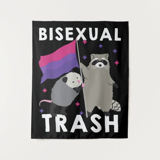 Bisexual Trash Gay Pride Rainbow LGBT Raccoon Wandteppich (Vorderseite)