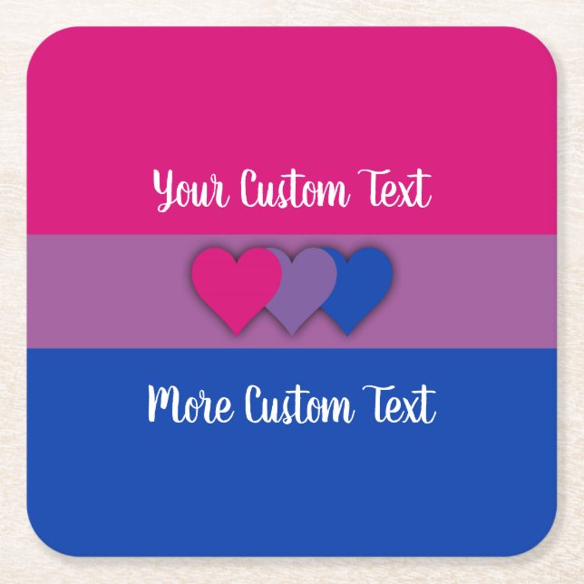 Bisexualität Stolperflagge mit Text-Untersetzer Rechteckiger Pappuntersetzer (Vorderseite)